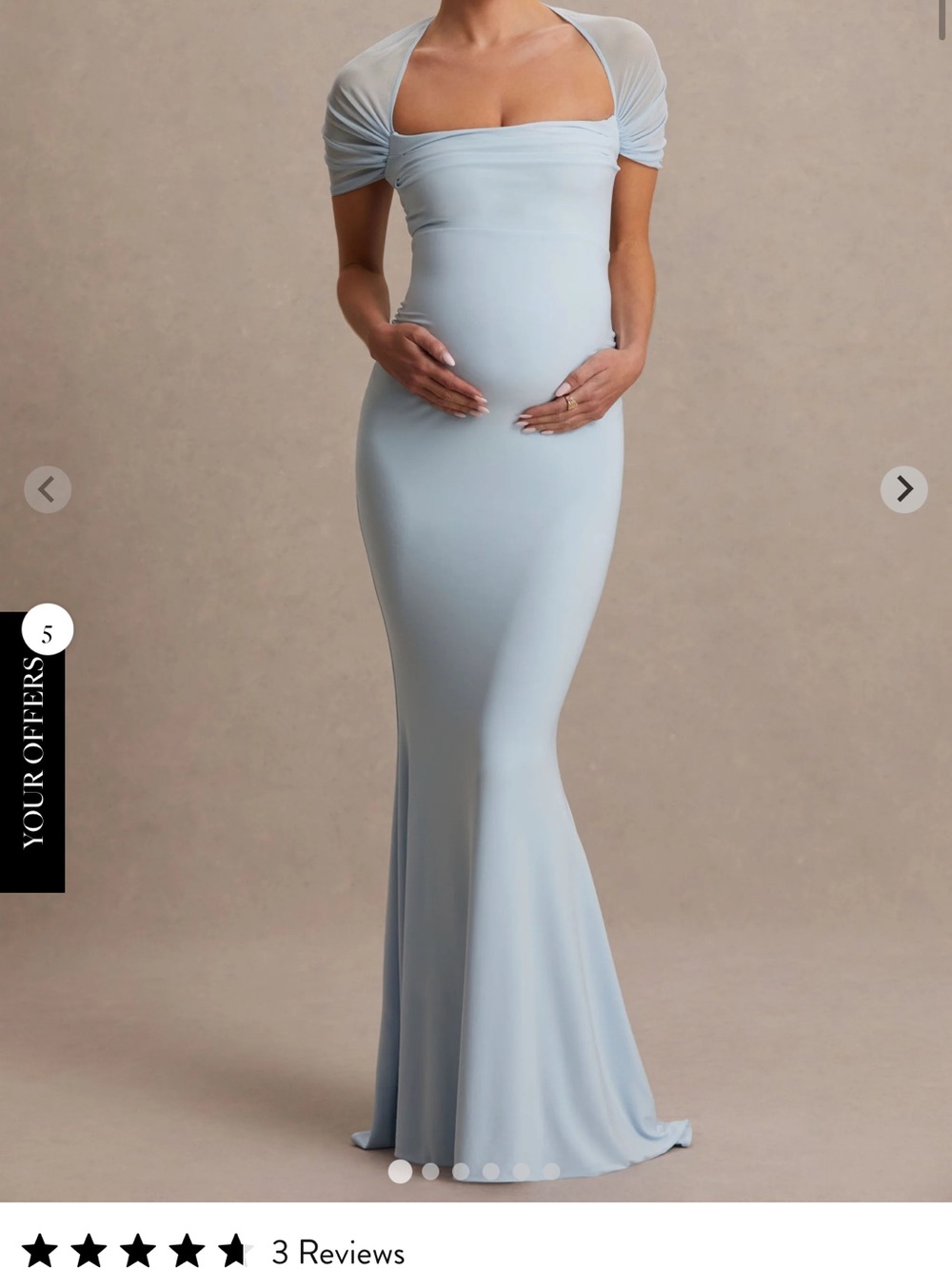 Maternity Elegant Light Blue Maternity Off-Shoulder Gown